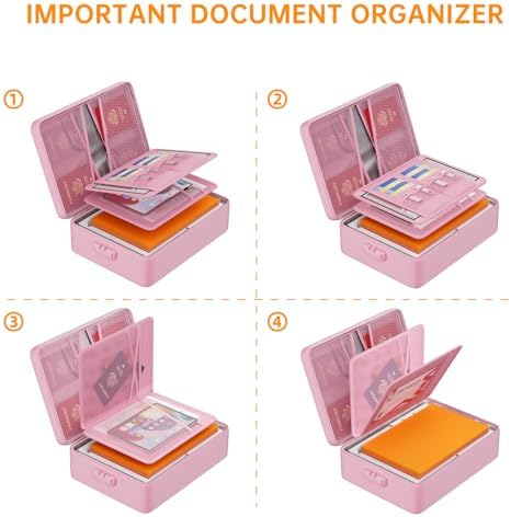 DocSafe 5200°F Fireproof Document Organizer Box with Lock, Pink (Soft) - Image 6