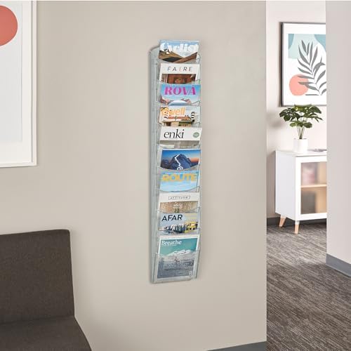 Safco Products Onyx Commercial 10 Pocket Magazine Rack 5579SL-Silver-Stainless Steel- Wall Mounted-5 lbs Capacity-Organize Magazines or Journal - Image 3