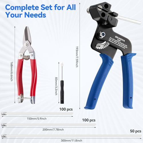 250PCS 304 Stainless Steel Cable Tie Gun Metal Zip Ties Heavy Duty Outdoor - Image 3