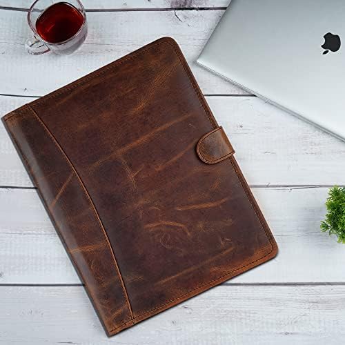 Full Grain Leather Legal Pad Portfolio Organizer for Work, Brown - Image 4