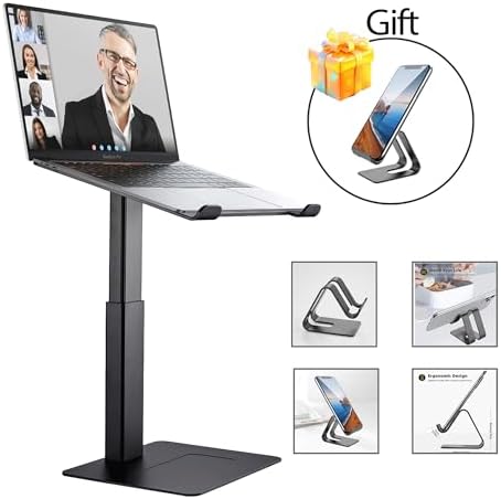 Laptop Stand for Desk, Ergonomic Sitting and Standing Laptop Riser for Notebook MacBook 11-17 Inches，DJ Laptop Stand Adjustable Height from 7-15 Inches Aluminum(Black) - Image 2