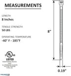 Kable Kontrol Cable Zip Ties, 8 Inch, 1000 Pcs, 50lbs Test, Black - Image 2