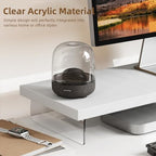 Dual Monitor Stand Riser, 40x10 in Wood & Acrylic Desktop Organizer Shelf - Image 2