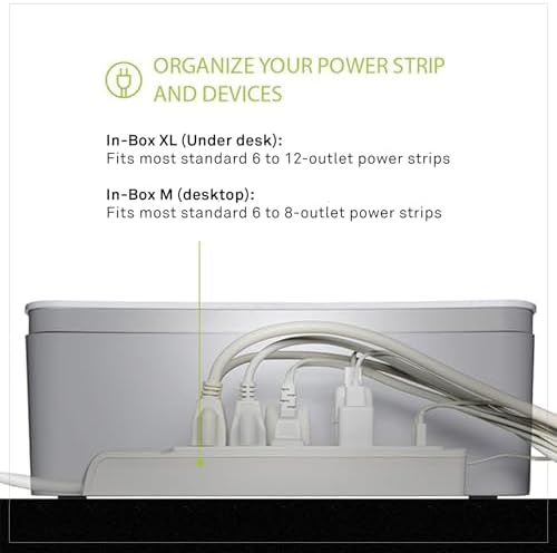 in-Box Cable Box Set with Extra Large Surge Protector Concealer Cable Management for Under Desk and Mobile Charging Station Power Strip Organizer for Desktop, White - Image 6