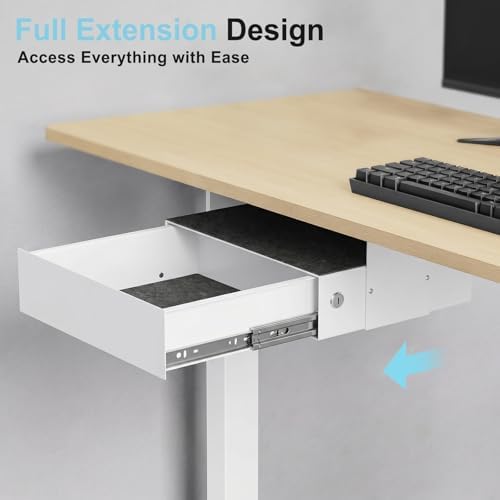 Under Desk Drawer Slide Out, Lockable Steel Drawer,13.8",White - Image 5