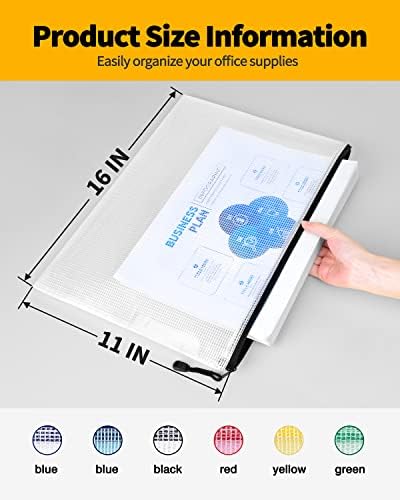 SUNEE Plastic Mesh Zipper Pouch 11x16 in (Black, 24 Packs) Extra Large Zip File Bags for Office Supplies, Cosmetics, Travel Storage, Bills, Accessories, Puzzles & Games Organizing Storage - Image 2