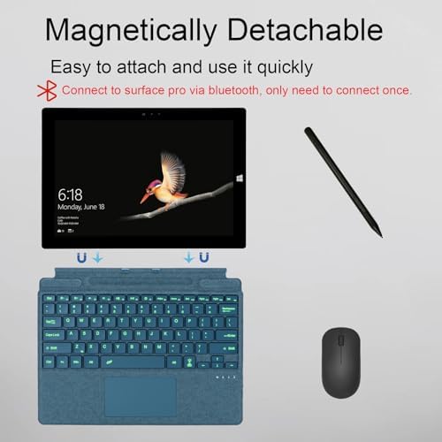 mobee Keyboard for Microsoft Surface Pro Copilot+ (11th Edition) / Pro 11/10 / 9/8 / X, 13 inch, Detachable Type Cover with Touchpad, Pen Holder (Sapphire) - Image 3