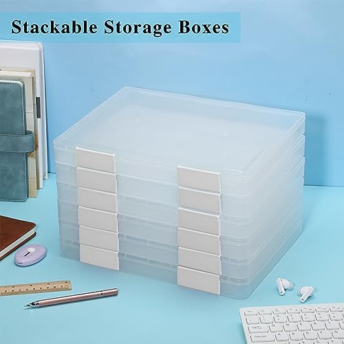 PerKoop 6 Pcs Clear Paper Storage Box,12.4 x 9.84 x 1.18 Inches,White - Image 6