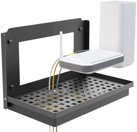 VICSKY 14-inch Router and Modem Shelf with Cable Management Box Wall Mount by VICSKY