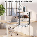 Clamp on Desk Shelf, 19in 3-Tier Desk Shelves Organizer with Under-Desk Hidden Storage Basket, Desktop Supplies Storage Rack for Home Workspace, Study Rooms,Gaming Devices - Image 7