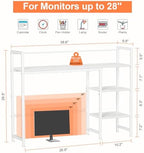 Snughome Desk Shelf, 38.6" Desktop Organizer Shelf, Desk Hutch for Computer Monitor, 4 Tier Desk Display Rack, Wood Desktop Bookshelf Storage Rack for Home Office Dorm, White - Image 3