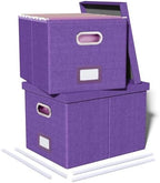 Oterri 2 Pack File Storage Organizer, Filing Box, Portable File Box with Lid, Fit for Letter/Legal File Folder Storage, Document Organizer, Purple by Oterri