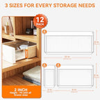 Criusia 12 Pack Large Clear Plastic Drawer Organizer Trays | MULTI-USE Acrylic Drawer Storage for Kitchen, Bathroom, Makeup, Office, School, Undies | College Dorm Room, Home Apartment Essentials - Image 2