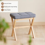 Foot Stool Small Ottoman Foot Rest Padded Foot Stool Desk for Under Office Desk Vanity Stool Bamboo Footstool Sofa Footrest Shoe Stool Small Foot Stools (Natural Legs + Gray) - Image 6