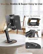Portable Monitor Stand Desk Holder- Large Clamp Support up to 12.9 14.6 15.6 18.5 inch 360° Rotating Base Swivel for iPad Pro/Mini/Air/Surface Strong Bearing Weight Over 5.5lbs (Up to 17.3'') - Image 4