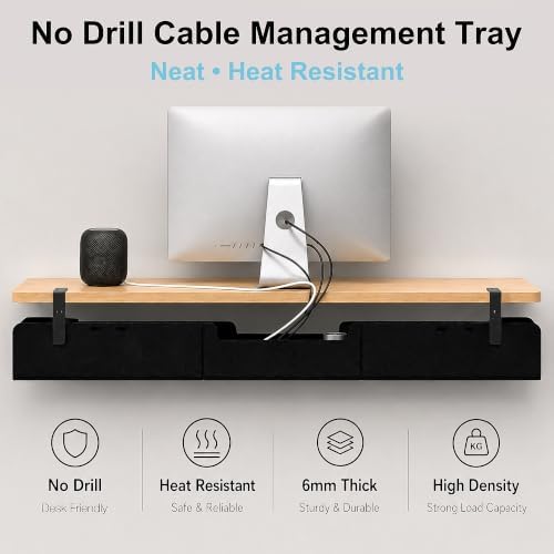 No-Drill Under Standing Desk Cable Management,47.2" L,Black - Image 2
