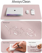 YSAGi Leather Desk Protector, Office Mat, Large Mouse Mat, Non-Slip PU Leather Blotter, Laptop Desk Mat, Waterproof Writing Pad for Office and Home(Grayish Lavender, 63" x 17.2") - Image 7