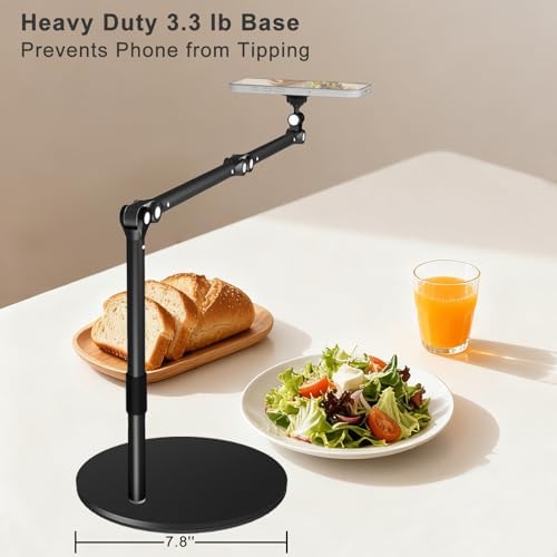 Magnetic Overhead Phone Mount for Desk, MagSafe-Compatible 17 in Long Arm iPhone Holder, 360° Swivel Stand for Video Recording, Filming, Live Streaming, Cooking, and DIY Crafts - Image 5