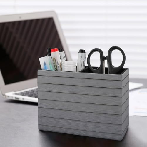 PU Leather Multi-Compartment Pen Holder Desktop Organizer Pencil Cup Storage Caddy for Office Home Supplies Wooden Anchor on Wall Background - Image 5