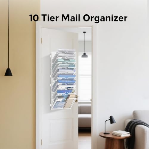 10-Tier Wall File Organizer and Hanging File Organizer, White - Image 5