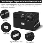 Large Fireproof Document Box with Lock, 2 Layer File Storage Organizer Box - Image 7