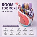 Retractable Pencil Case, Large Standing Pen Pouch, 3 Compartments (Flamingo Pink) - Image 2