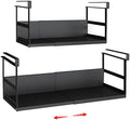 Expandable Under Cabinet Shelf Organizer with 0.94-Inch Thick Clips, Heavy Duty Extendable Under Shelf Storage Basket for Pantry or Laundry Room, Black, 2 Pack, Interior: 5.7" H x 7.2" D by SHINEWON
