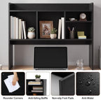 Vercraft Dorm Desk Hutch Wood Desktop Bookshelf 32.4x27.6x8'',Black - Image 4