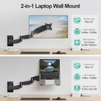 MOUNT PRO Long Laptop Wall Mount, 28" Extended Wall Mount Laptop Holder - Image 4