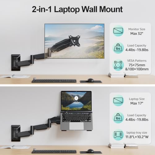 MOUNT PRO Long Laptop Wall Mount, 28" Extended Wall Mount Laptop Holder - Image 4