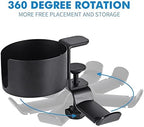 Headphone Stand 2 in 1 Desk Cup Holder Clamp Black, Under Table Headphone Holder Mechanical Telescoping Anti-Spill Cupholder with Cable Organizer, 360° Rotation Hanger Aluminum Alloy Stand Hook Headse - Image 3