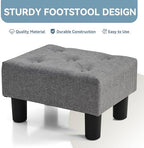 Poofzy Small Foot Stool Ottoman, Linen Ottoman Foot Rest with Legs, Rectangle Foot Rest for Couch, Footstools and Ottomans Small for Living Room and Entryway (Gray) - Image 4