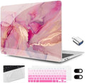 MEEgoodo for MacBook Air 13.3 inch Case 2021 2020 2019 2018 A2337 M1 A2179 A1932,Clear Case for MacBook Air M1,Laptop Shell with Keyboard Webcam Cover&Trackpad Film&Type C Adapter,Gold Splashes Marble by MEEgoodo