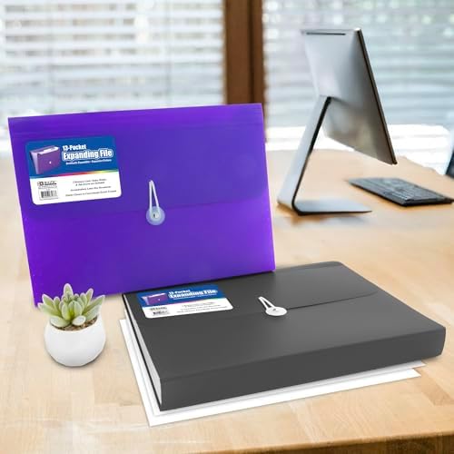 BAZIC Products 13-Pocket Poly Expanding File, A4/Letter Size, 6-Case - Image 6