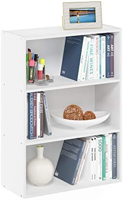 Furinno PASIR Book Shelf, 3-Tier Bookshelf, Storage Shelves Bookcase, 9.7 x 23.7 x 31.5, for Living Room, Bedroom, Home Office, Plain White by Furinno-FitsYourSpaceFitsYourBudget