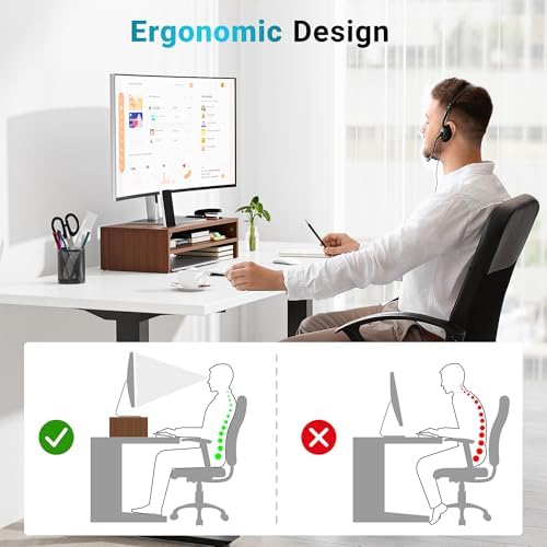 BONTEC Wood Monitor Stand Riser, 2-Tier Desktop Organizer - Image 6