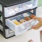 BYCY Medium 3 Drawer Plastic Clear Stacking Desktop Organizer for Office Supplies, Stackable Storage Drawers Storage Bins For Kitchen Cabinets, Pantry, Home Organization (Black, Medium 3Drawer) - Image 4
