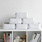 TheWarmHome Storage Basket for Organizing - Small 6 Pack 11.8x7.8x5.2 inch Gifts for Empty with Rope, Fabric Storage Cubes for Decorative Cloth Dog Livehome (White) - Image 4