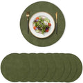 Artoid Mode Olive Green Faux Leather Placemats Set of 8, 15 Inch Waterproof Wipeable Heat Resistant Vinyl Place Mats, Reversible Table Mats for Kitchen Dining Decor by ArtoidMode