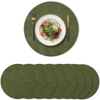 Artoid Mode Olive Green Faux Leather Placemats Set of 8, 15 Inch Waterproof Wipeable Heat Resistant Vinyl Place Mats, Reversible Table Mats for Kitchen Dining Decor by ArtoidMode