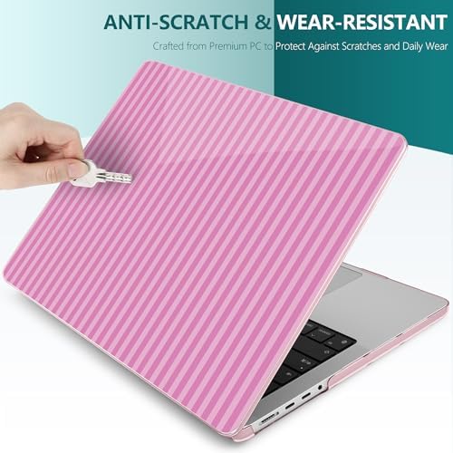 DONGKE Compatible with MacBook Pro 16 Inch Case (2026-2021 Release, M5 M4 M3 M2 M1 Pro/Max Chip), Plastic Hard Shell with Keyboard Cover & Screen Protector for MacBook Pro 16", Pink Stripes - Image 7