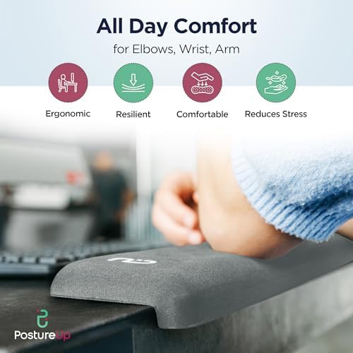 EdgeRest PostureUp L-Shaped Memory Foam Wrist Rest, Ergonomic Elbow and Forearm Support for Desk, Non-Slip Universal Fit, Light Gray - Image 7