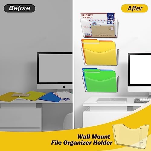Kuntine.B 6 Pack Clear Single Pocket File Holder Hanging Wall Organizer, Wall Mount Mails Magazines Organizer for Office and Home - Image 5