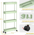 SPACELEAD 2-piece Set Slim Storage Cart 3 Tier,Bathroom Organizer Rolling Utility,Mobile Shelving Unit Slide Out for Office, Kitchen, Laundry Room & Narrow Places - Image 2