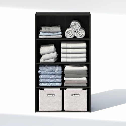 Furinno Reed Closet Organizers and Storage, 4-Tier Closet Organizer, Open Shelf Closet Storage, for Wardrobe, Bedroom, Living Room, Espresso - Image 4
