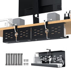 KEEGH 16 in Under Desk Cable Management Tray, Metal Cord Organizer, 2 Pack by KEEGH
