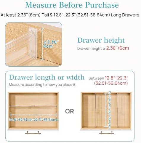 Vtopmart 2.36" Short Upgrade Drawer Dividers 12.8"-22.3" Expandable 12 Pack - Image 2