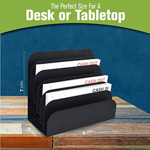 BankSupplies STEELMASTER 6 Slot File and Desk Organizer Paper Organizer Black Powder Coat Finish - Image 5