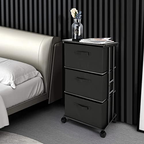 MAX Houser Dresser Storage with 3 Drawers, Fabric Dresser Tower, Vertical Storage Unit for Bedroom, Closet, Office, Black - Image 2
