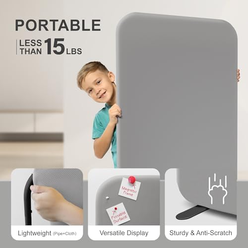 DECOLAB Standing Room Dividers, Portable Panel Wall 29x65 inch, Steel - Image 4